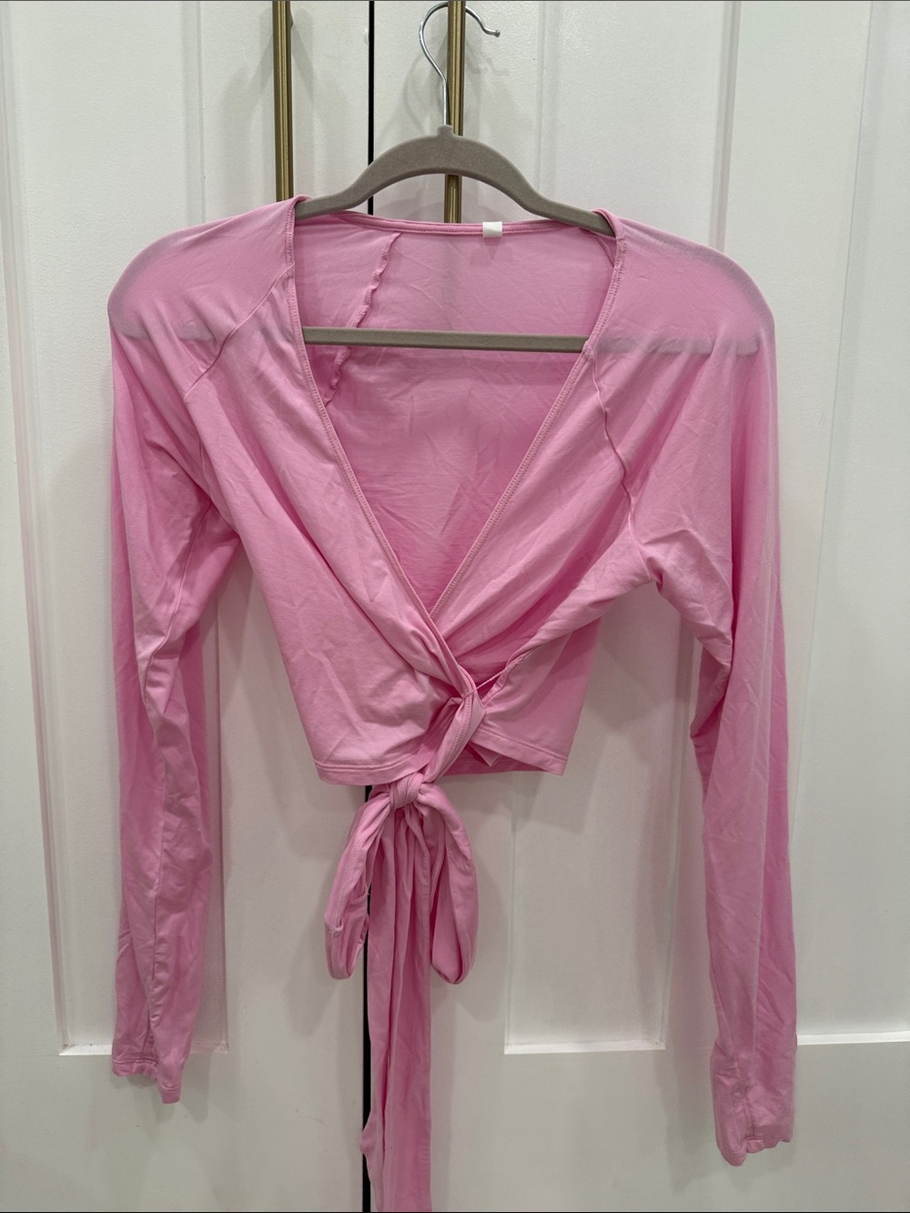 JoyLab Women's Pink Tie-Front Long Sleeve Top